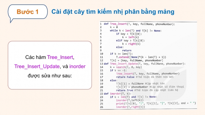 Giáo án điện tử chuyên đề Khoa học máy tính 12 kết nối Bài 10: Thực hành tổng hợp với cây tìm kiếm nhị phân