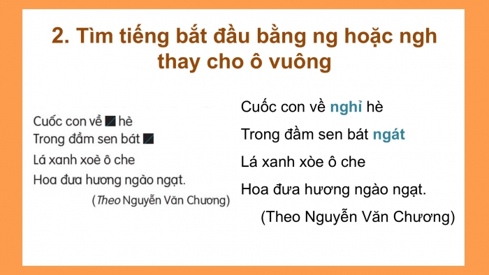 Giáo án điện tử Tiếng Việt 2 kết nối Bài 6: Nghe – viết Mùa vàng, Phân biệt ng/ngh, r/d/gi, ưc/ưt