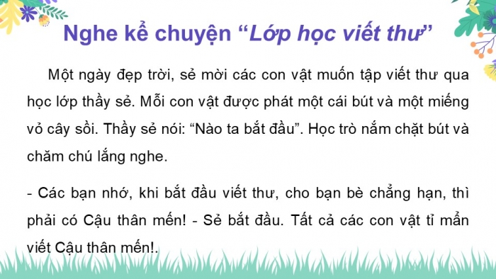 Giáo án điện tử Tiếng Việt 2 kết nối Bài 17: Kể chuyện Lớp học viết thư