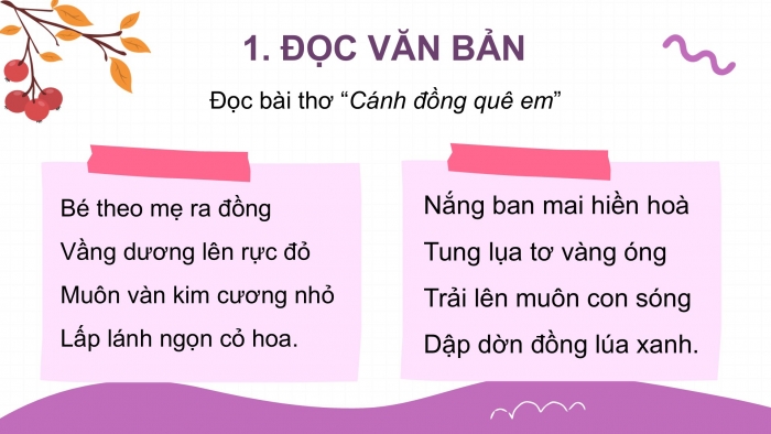 Giáo án điện tử Tiếng Việt 2 kết nối Bài 30: Cánh đồng quê em