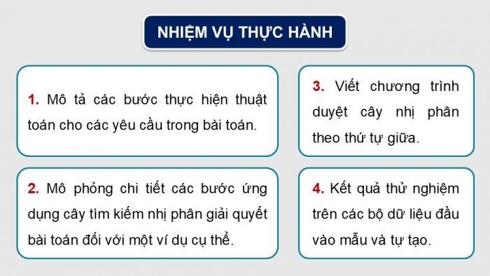 Giáo án điện tử chuyên đề Khoa học máy tính 12 cánh diều Bài 4 Thực hành tổng hợp: Ứng dụng cây tìm kiếm nhị phân