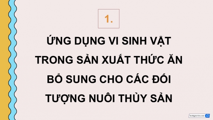 Giáo án điện tử chuyên đề Công nghệ 12 Lâm nghiệp Thuỷ sản Cánh diều Bài 6: Ứng dụng công nghệ sinh học trong sản xuất thức ăn thuỷ sản