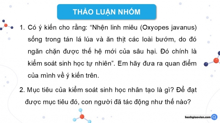 Giáo án điện tử chuyên đề Sinh học 12 chân trời Bài 5: Khái quát về kiểm soát sinh học