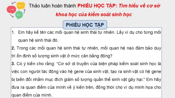 Giáo án điện tử chuyên đề Sinh học 12 chân trời Bài 6: Cơ sở khoa học và các biện pháp kiểm soát sinh học