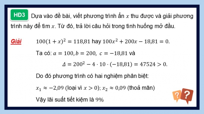 Giáo án điện tử Toán 9 kết nối Bài 21: Giải bài toán bằng cách lập phương trình