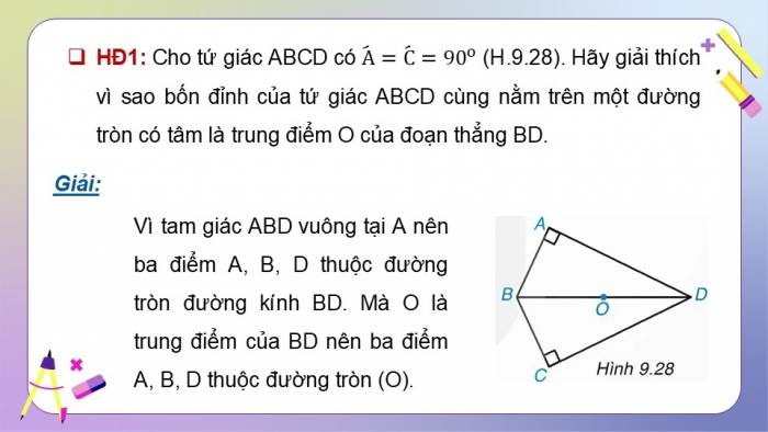 Giáo án điện tử Toán 9 kết nối Bài 29: Tứ giác nội tiếp