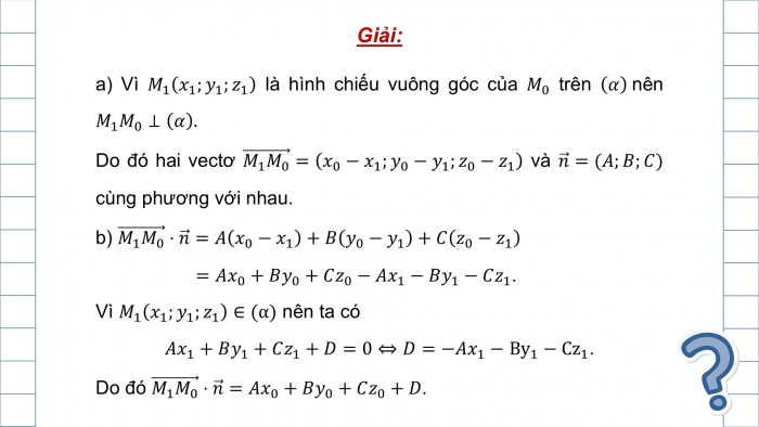 Giáo án điện tử Toán 12 chân trời Bài 1: Phương trình mặt phẳng (P2)