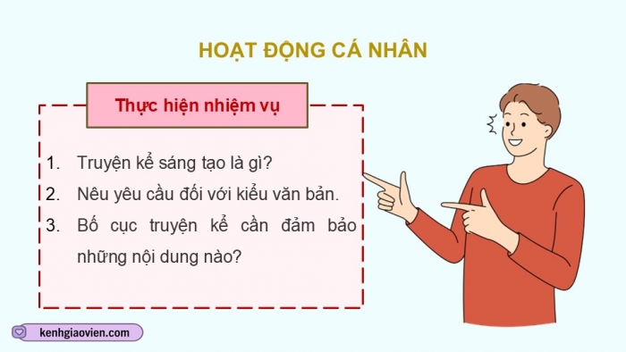 Giáo án điện tử Ngữ văn 9 chân trời Bài 7: Viết một truyện kể sáng tạo