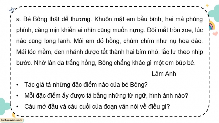 Giáo án điện tử Tiếng Việt 5 chân trời Bài 5: Viết đoạn văn cho bài văn tả người