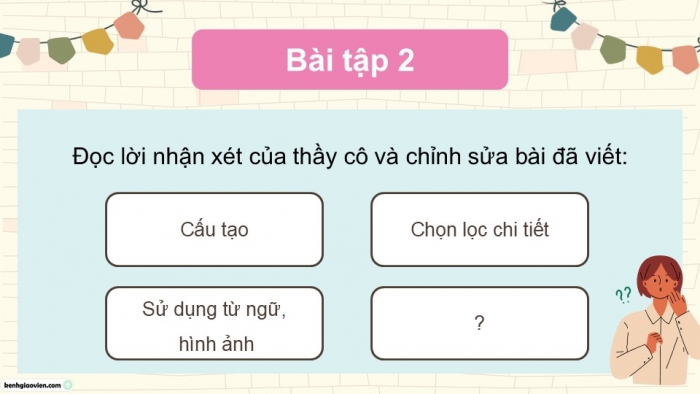 Giáo án điện tử Tiếng Việt 5 chân trời Bài 2: Trả bài văn tả người (Bài viết số 1)