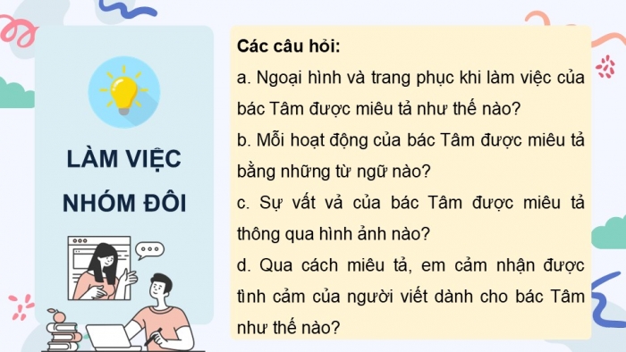 Giáo án điện tử Tiếng Việt 5 chân trời Bài 3: Luyện tập viết đoạn văn cho bài văn tả người