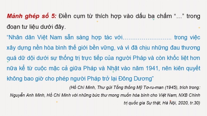 Giáo án điện tử Lịch sử 12 kết nối Bài 13: Hoạt động đối ngoại của Việt Nam trong kháng chiến chống Pháp (1945 – 1954) và kháng chiến chống Mỹ (1954 – 1975)