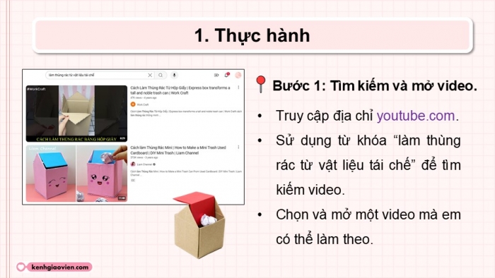 Giáo án điện tử Tin học 5 kết nối Bài 9B: Thực hành tạo đồ dùng gia đình theo video hướng dẫn