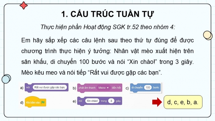 Giáo án điện tử Tin học 5 kết nối Bài 10: Cấu trúc tuần tự