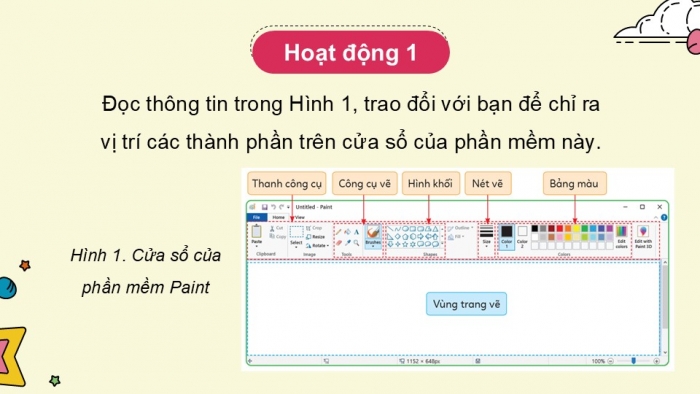 Giáo án điện tử Tin học 5 cánh diều Chủ đề E Lựa chọn 1 Bài 1: Làm quen với phần mền Paint