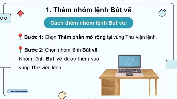 Giáo án điện tử Tin học 5 cánh diều Chủ đề F Bài 1: Nhóm lệnh bút vẽ