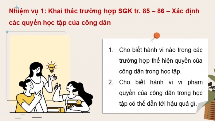 Giáo án điện tử Kinh tế pháp luật 12 chân trời Bài 11: Quyền và nghĩa vụ của công dân trong học tập