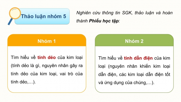 Giáo án điện tử Hoá học 12 kết nối Bài 19: Tính chất vật lí và tính chất hoá học của kim loại