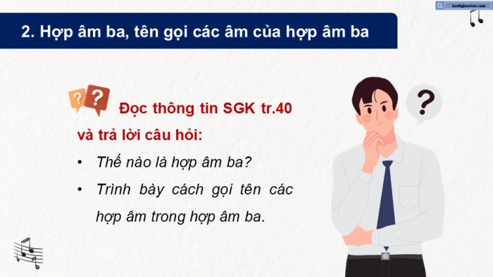 Giáo án điện tử Âm nhạc 9 kết nối Tiết 20: Lí thuyết âm nhạc Sơ lược về hợp âm, Đọc nhạc Bài đọc nhạc số 3