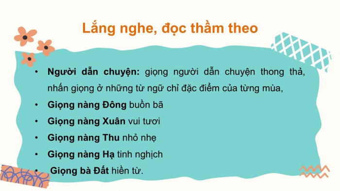 Giáo án điện tử Tiếng Việt 2 chân trời Bài 1: Đọc Chuyện bốn mùa