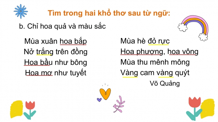 Giáo án điện tử Tiếng Việt 2 chân trời Bài 4: Mở rộng vốn từ Bốn mùa (tiếp theo), Nghe – kể Sự tích mùa xuân và bộ lông trắng của thỏ