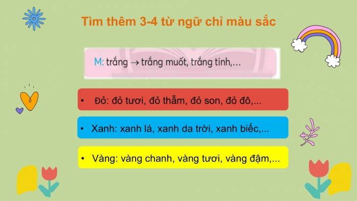 Giáo án điện tử Tiếng Việt 2 chân trời Bài 4: Mở rộng vốn từ Thiên nhiên (tiếp theo), Nghe – kể Sự tích cá thờn bơn