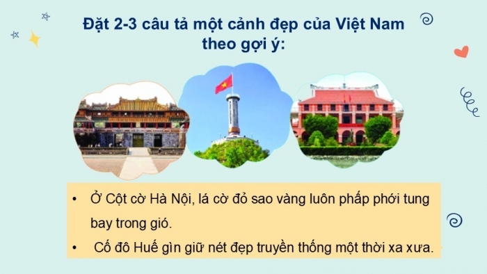 Giáo án điện tử Tiếng Việt 2 chân trời Bài 2: Mở rộng vốn từ Đất nước, Nói và đáp lời an ủi, lời mời