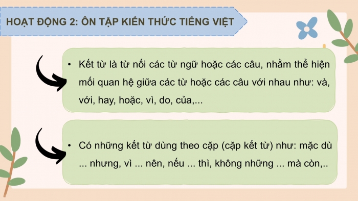 Giáo án PPT dạy thêm Tiếng Việt 5 chân trời bài 3: Bài đọc Ca dao về lễ hội. Luyện tập về kết từ. Trả bài văn kể chuyện sáng tạo (Bài viết số 2)