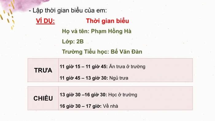 Giáo án điện tử Tiếng Việt 2 cánh diều Bài 21: Lập thời gian biểu một ngày đi học