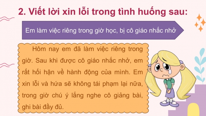 Giáo án điện tử Tiếng Việt 2 kết nối Bài 14: Viết lời xin lỗi, Đọc mở rộng