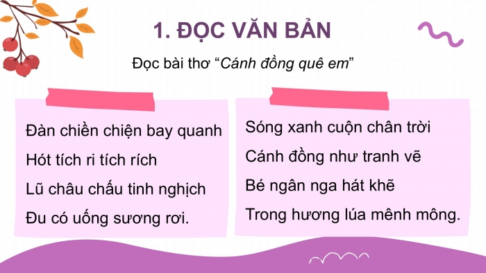 Giáo án điện tử Tiếng Việt 2 kết nối Bài 30: Cánh đồng quê em