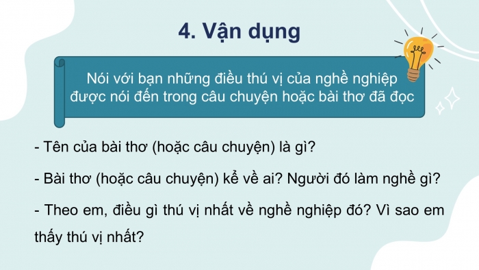 Giáo án điện tử Tiếng Việt 2 kết nối Bài 30: Viết đoạn văn kể về công việc của một người, Đọc mở rộng