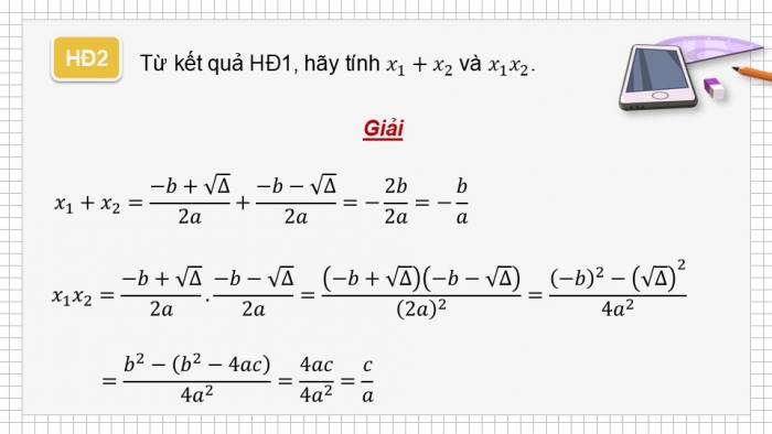 Giáo án điện tử Toán 9 kết nối Bài 20: Định lí Viète và ứng dụng