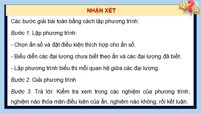 Giáo án điện tử Toán 9 kết nối Bài 21: Giải bài toán bằng cách lập phương trình