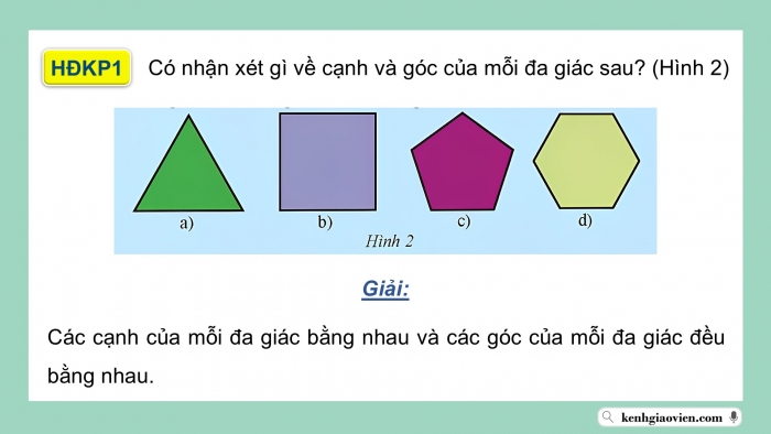 Giáo án điện tử Toán 9 chân trời Bài 3: Đa giác đều và phép quay