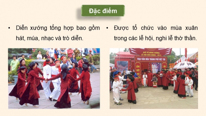 Giáo án điện tử Âm nhạc 9 chân trời Bài 16: Thường thức âm nhạc Một số di sản văn hoá phi vật thể, Nghe nhạc Mó cá (Hát xoan Phú Thọ)