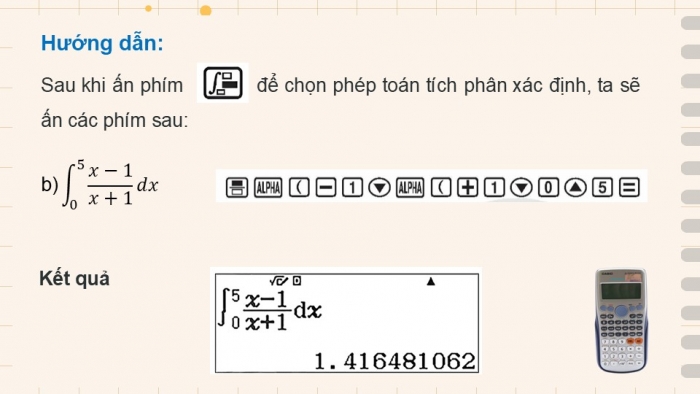 Giáo án điện tử Toán 12 chân trời Hoạt động thực hành và trải nghiệm Bài 1: Tính giá trị gần đúng tích phân bằng máy tính cầm tay