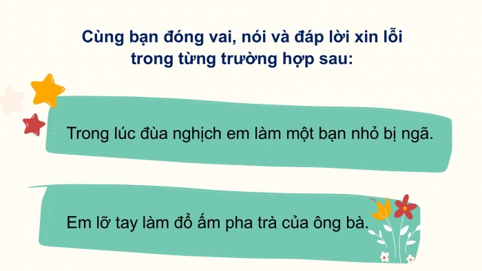 Giáo án điện tử Tiếng Việt 2 chân trời Bài 2: Nói, viết lời xin lỗi