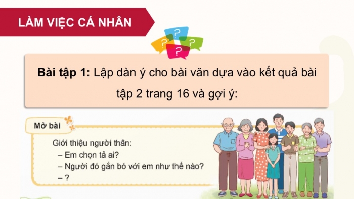 Giáo án điện tử Tiếng Việt 5 chân trời Bài 3: Lập dàn ý cho bài văn tả người