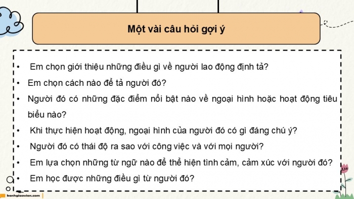 Giáo án điện tử Tiếng Việt 5 chân trời Bài 1: Luyện tập lập dàn ý cho bài văn tả người