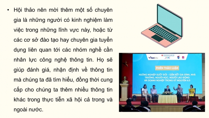 Giáo án điện tử Tin học ứng dụng 12 kết nối Bài 21: Hội thảo hướng nghiệp