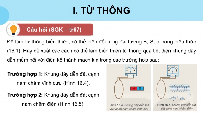 Giáo án điện tử Vật lí 12 kết nối Bài 16: Từ thông. Hiện tượng cảm ứng điện từ