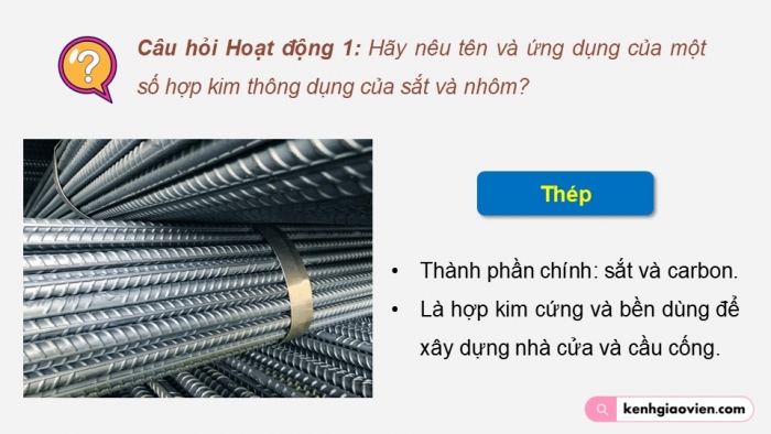 Giáo án điện tử Hoá học 12 kết nối Bài 21: Hợp kim