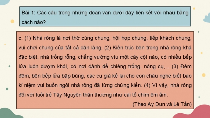 Giáo án điện tử Tiếng Việt 5 kết nối Bài 15: Luyện tập về liên kết câu trong đoạn văn