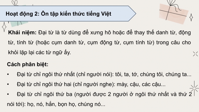 Giáo án PPT dạy thêm Tiếng Việt 5 chân trời bài 5: Bài đọc Trước ngày Giáng sinh. Luyện tập về đại từ. Viết bài văn kể chuyện sáng tạo (Bài viết số 1)