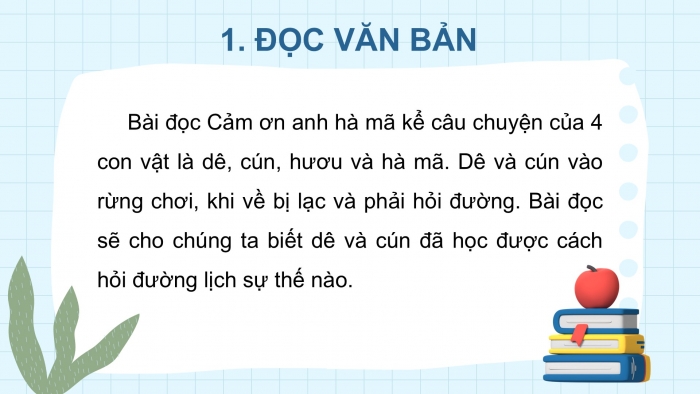 Giáo án điện tử Tiếng Việt 2 kết nối Bài 19: Cảm ơn anh hà mã