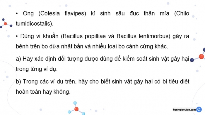 Giáo án điện tử chuyên đề Sinh học 12 chân trời Bài 5: Khái quát về kiểm soát sinh học