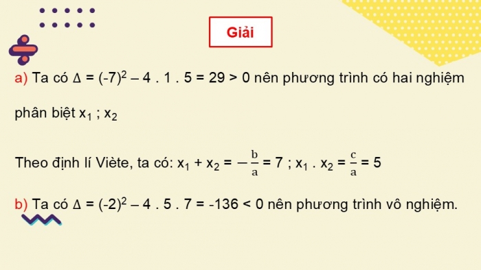 Giáo án điện tử Toán 9 chân trời Bài 3: Định lí Viète