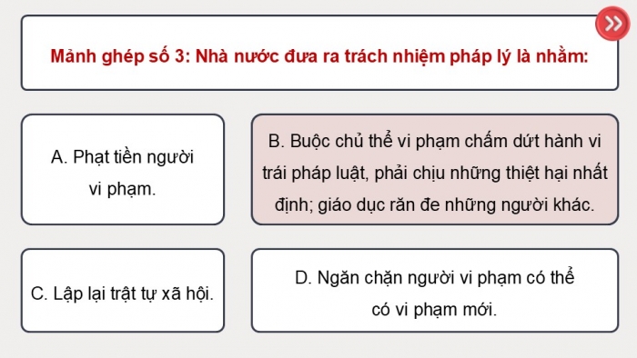 Giáo án điện tử Công dân 9 kết nối Bài 9: Vi phạm pháp luật và trách nhiệm pháp lí (P2)