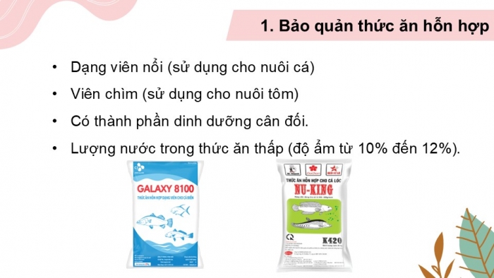 Giáo án điện tử Công nghệ 12 Lâm nghiệp - Thủy sản Kết nối Bài 17: Phương pháp bảo quản và chế biến thức ăn thủy sản